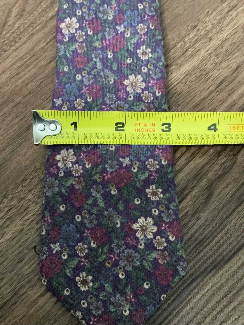J. Crew Purple Floral Tie with Green Accents